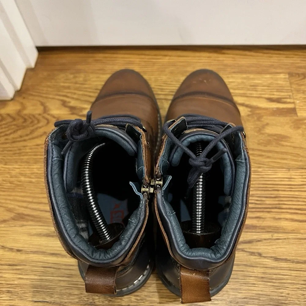 Pikolinos Mens YORK Brown Leather Cap Toe Ankle Zip Lace Up Boots Sz 41 / 8.5 US